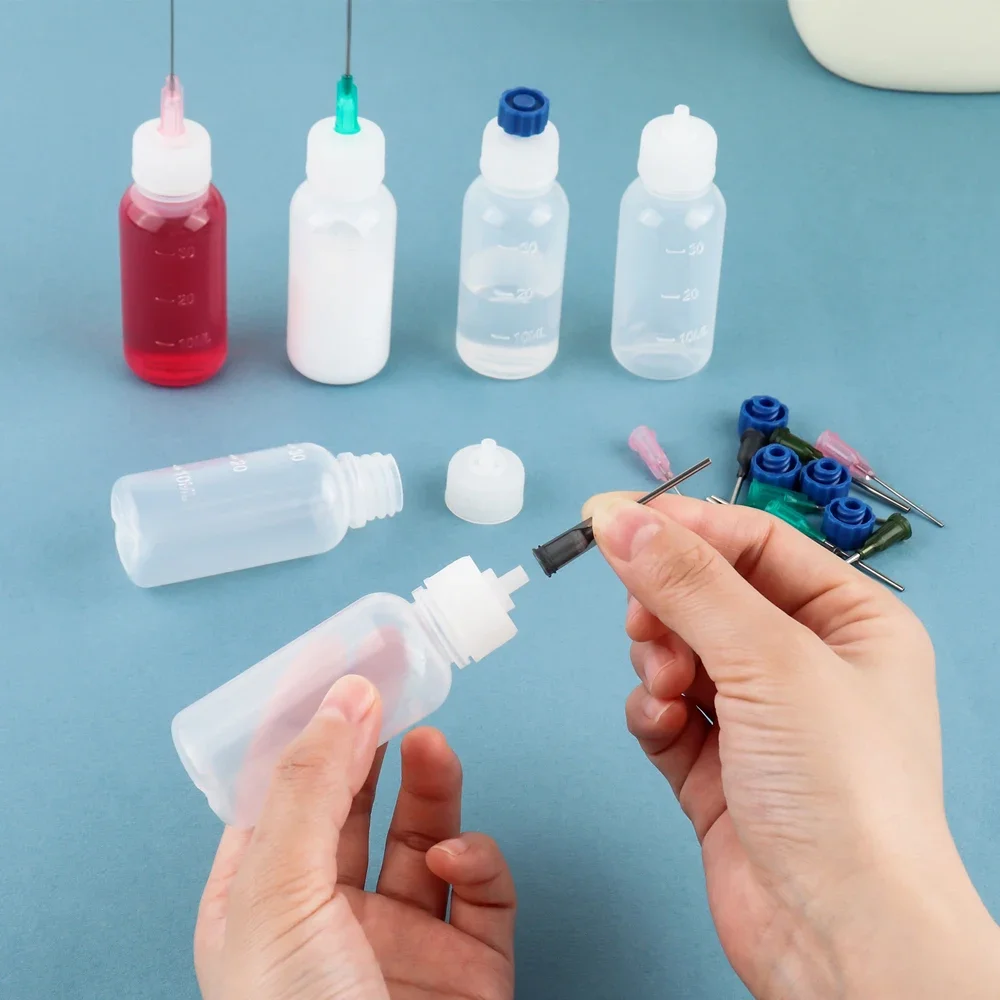 Alcohol Ink Set - 24 個 30 ミリリットルプラスチック接着剤ボトル針セット詰め替え接着剤ボトル小さなオイルボトルアルコールボトル痛み接着剤インクツール