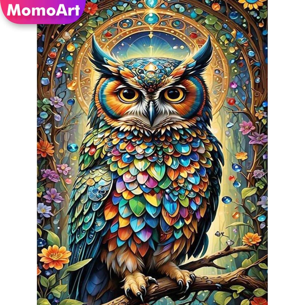 Art Craft For Adults - Momoart-ダイヤモンドモザイク絵画キット,フクロウと鳥の動物,裁縫,完全な正方形と円形の刺embroidery,手工芸品,新着
