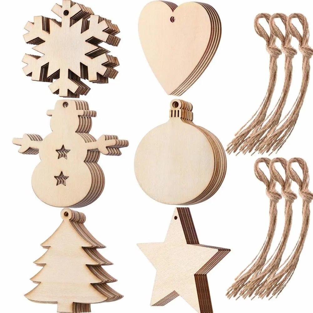 Art And Craft For Xmas - DIY木製クリスマスボール装飾、クラフトアート、つまらないタグ、家のための吊り下げ飾り、クリスマス、新年、子供の贈り物、10個、20個、50個
