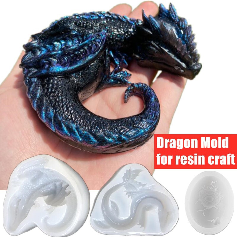 Dinosaur And Craft - 3 スタイルミラー眠いドラゴン恐竜シードラゴンの卵シリコーン金型樹脂工芸 DIY エポキシ樹脂金型シリコーン装飾