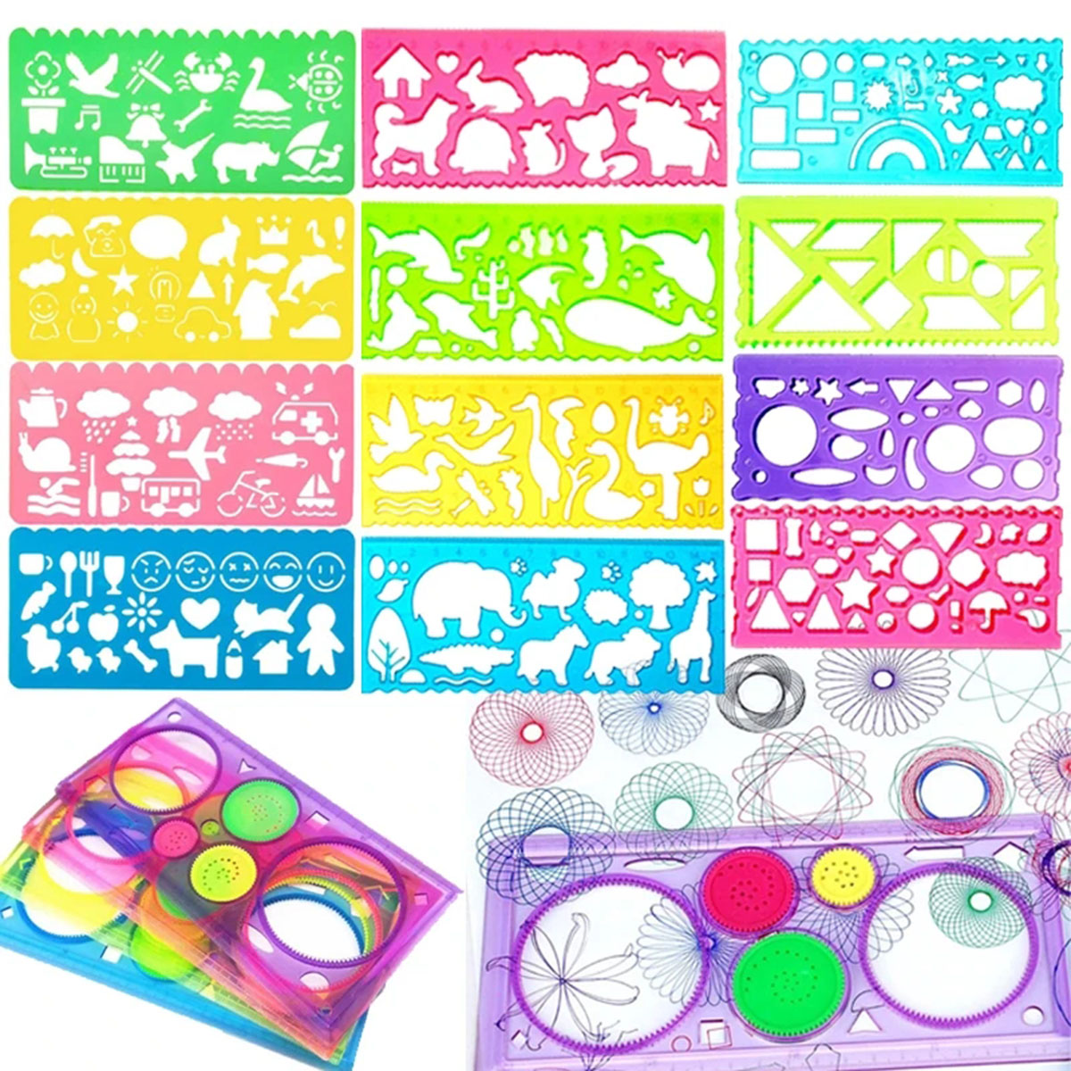 Art Craft 5 Year Old - 幾何学スピログラフ描画ステンシルセット絵画テンプレート定規アートクラフトクリエイティブ子供キッズ知育玩具女の子男の子ギフト