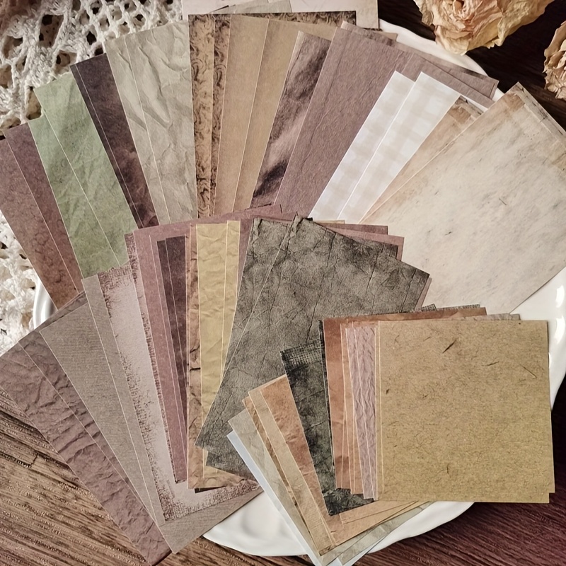 Art Craft Journals - 60枚のヴィンテージ混合パターンクラフト紙セット – スクラップブッキング、ジャーナリング、DIYアート用のレトロな質感の装飾シート