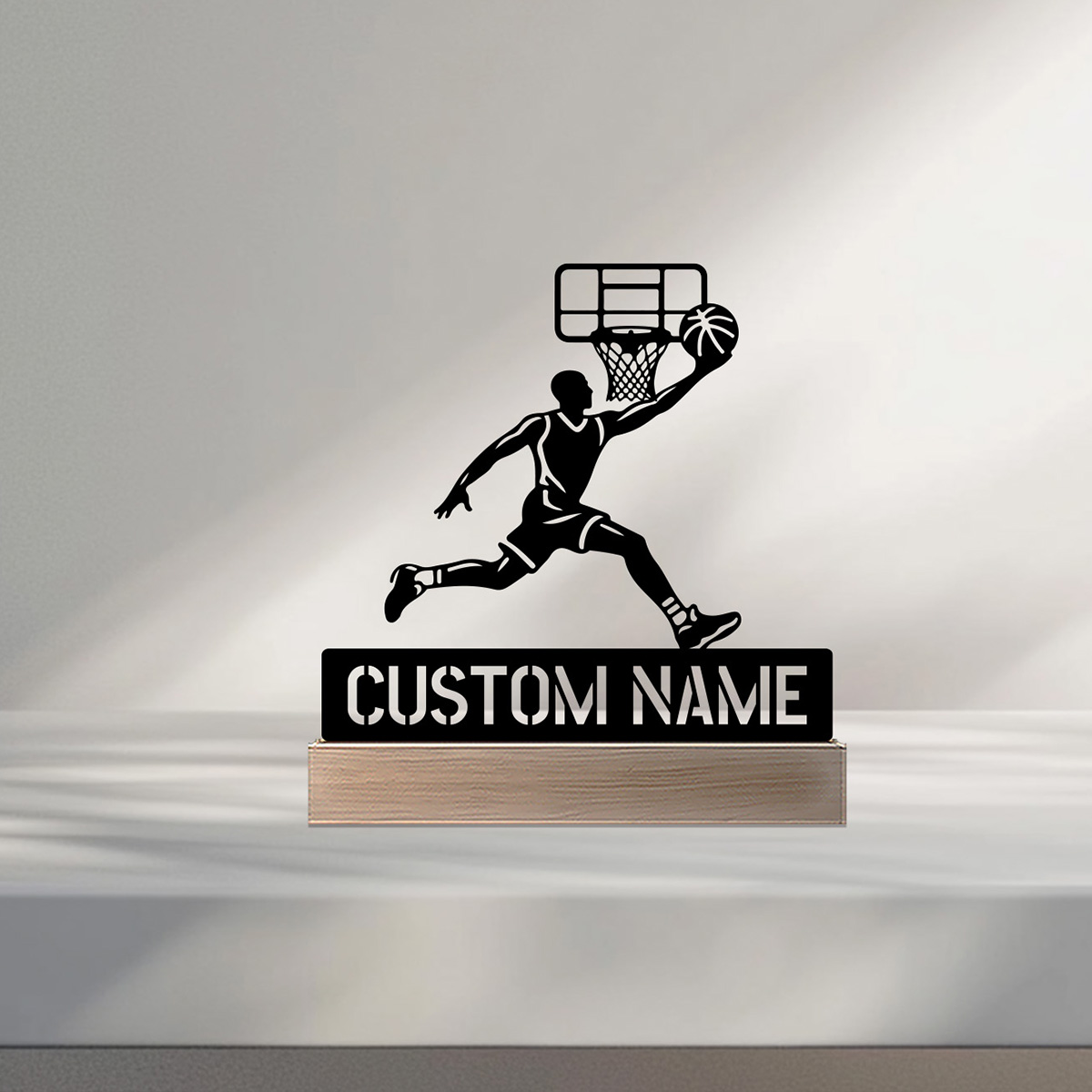 Art Craft Names - 1個 シンプルなバスケットボール専門家 カスタムネーム入りメタルスタチュー 木製台座付き 鉄製オーナメント ブリキ製彫刻アートクラフト