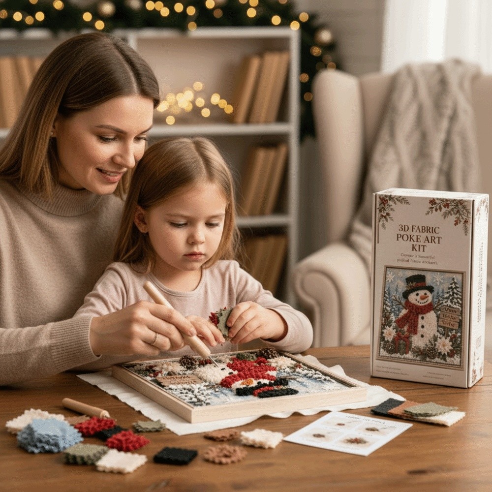 Art And Craft For Xmas - 縫い目不要のクリスマスポケアート 簡単作成 厚紙製雪だるまオーナメント DIY スタンド付属 立体的なビジュアル