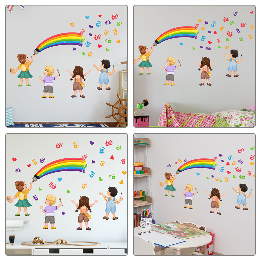 Art And Craft For Nursery - DIY セルフレインボー レインボー ウォールデコレーション ウォールステッカー デコレーション