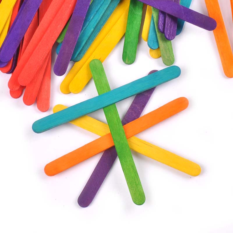 Art Craft Education - アイスクリーム用の天然木とカラフルな木製アイスキャンデースティック,子供向けの教育玩具,手作りの工芸品,50またはピース/ロットユニット