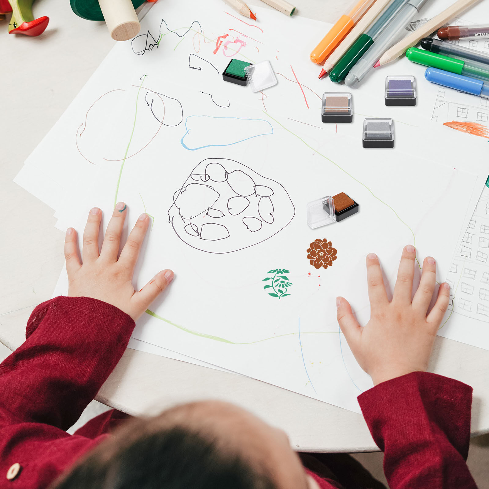 ミニインクスタンプパッド5個入り。スポンジ製で、子供向けの工 - Art And Craft For Nursery のレビューと価格