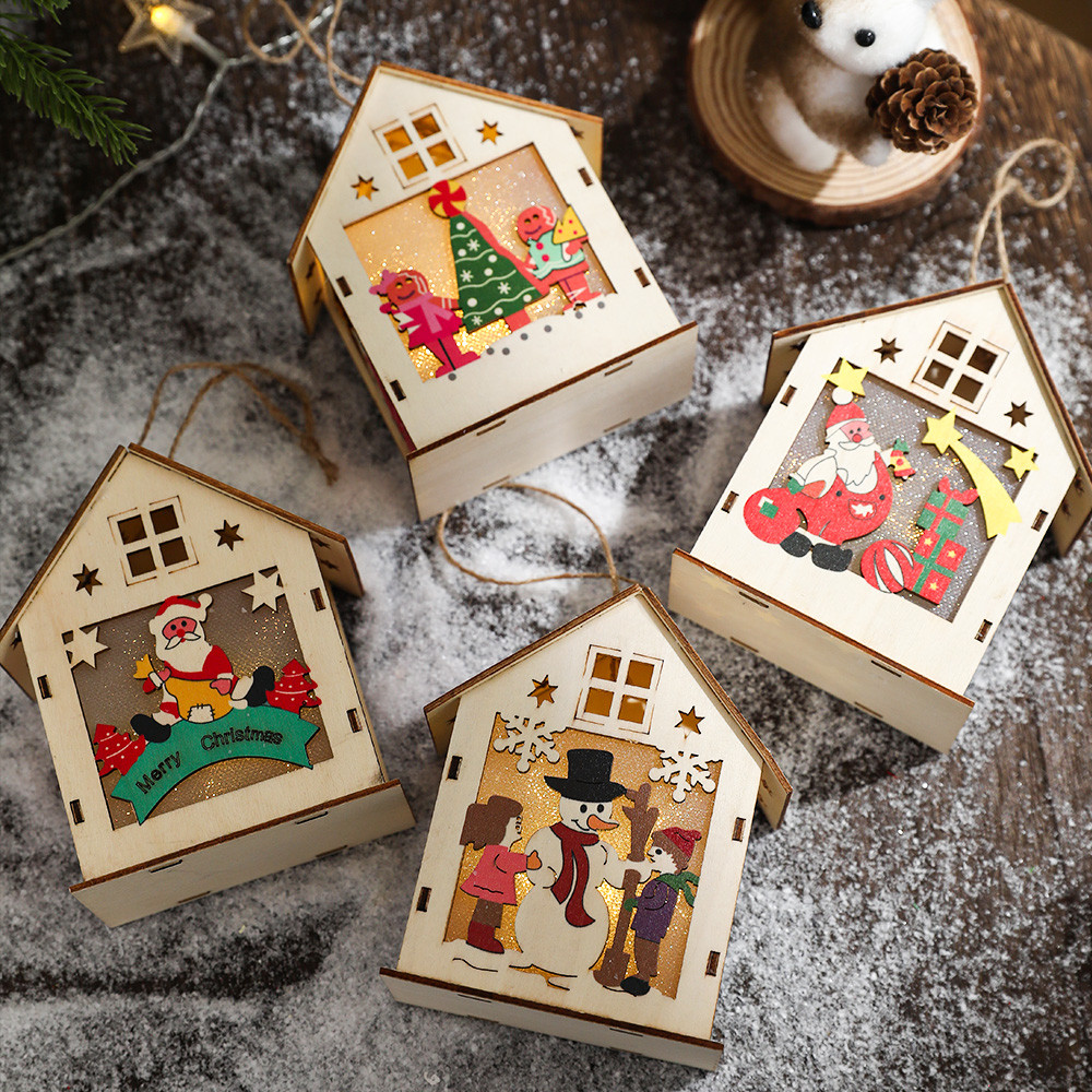 3D木製クリスマスハウスクラフトキット ライトアップ クリス - Art And Craft For Xmas のレビューと価格