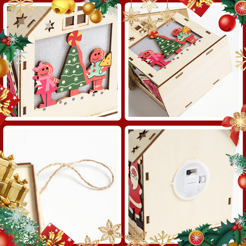 3D木製クリスマスハウスクラフトキット ライトアップ クリス - Art And Craft For Xmas のレビューと価格