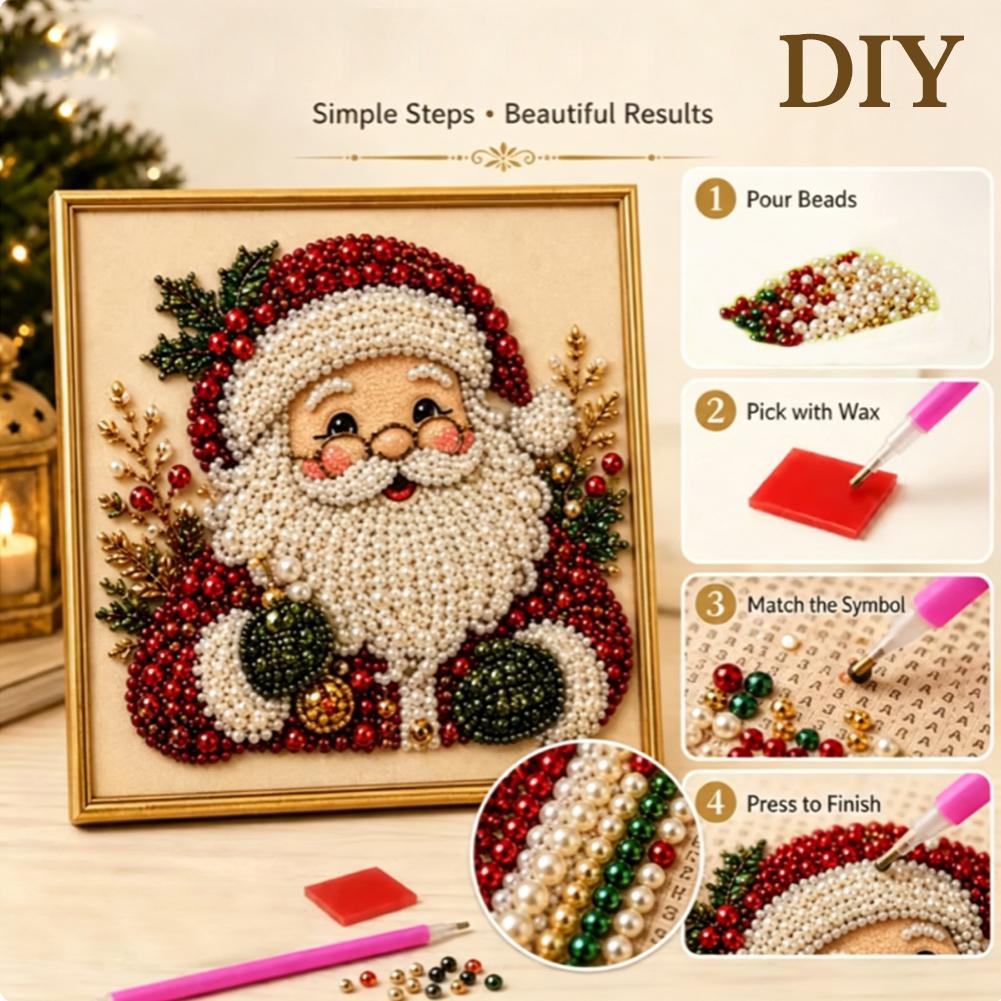 クリスマス サンタクロース パールアート DIYキット 額入 - Art Craft For Adults のレビューと価格