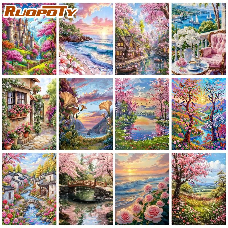RUOPOTY サンセットビーチ 数字で描く絵 大人向けクラ - Art Craft Ideas Easy のレビューと価格