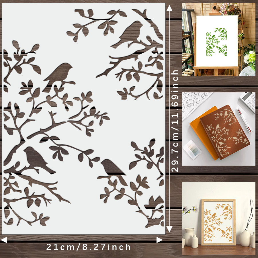 DIY鳥の枝ステンシル 壁画装飾用 1個 |   アートジャ - Art Craft Journals のレビューと価格