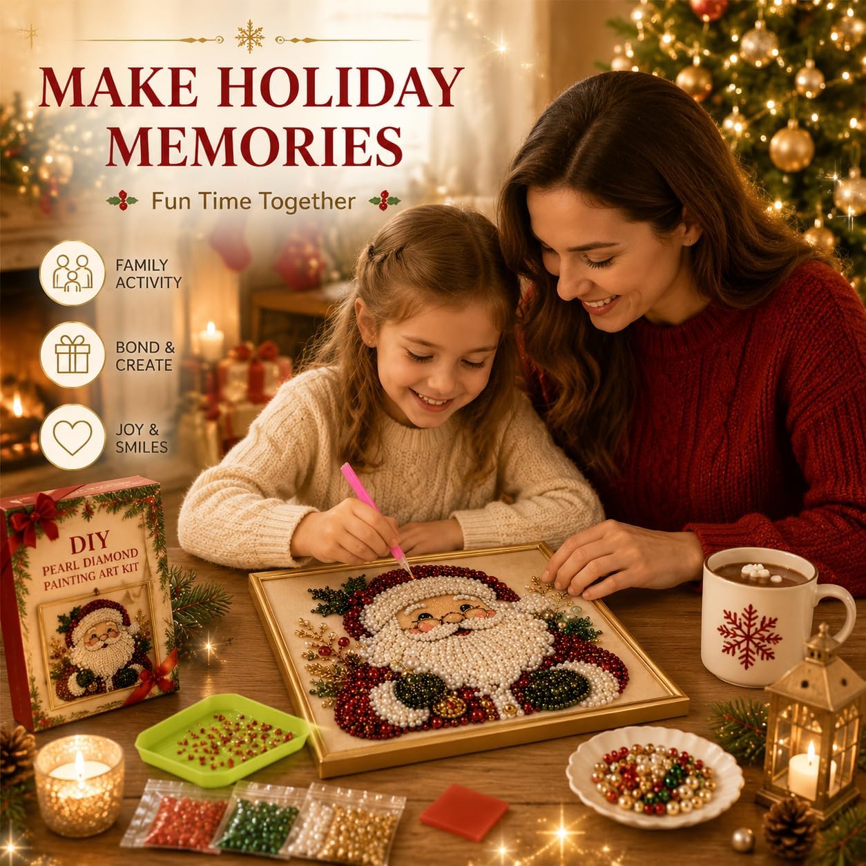 DIYクリスマスパールダイヤモンドペインティングアートキット - Art Craft Holiday のレビューと価格