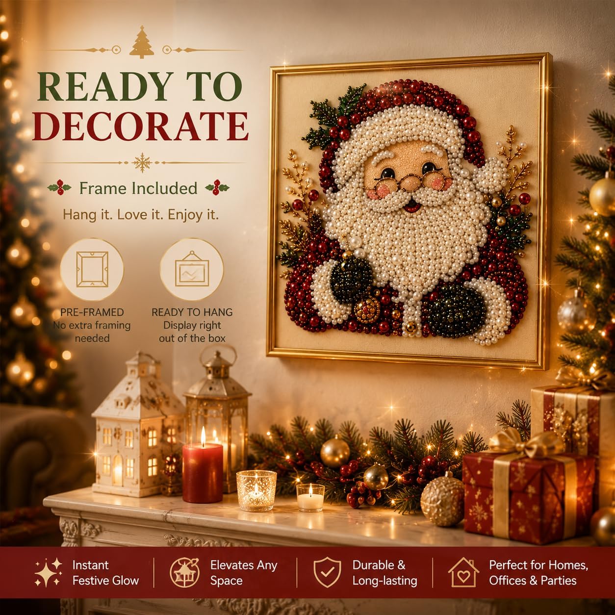 DIYクリスマスパールダイヤモンドペインティングアートキット - Art Craft Holiday のレビューと価格