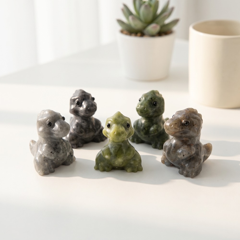 天然水晶の恐竜彫刻フィギュア、手彫りの石製恐竜像、デスクトッ - Dinosaur And Craft のレビューと価格