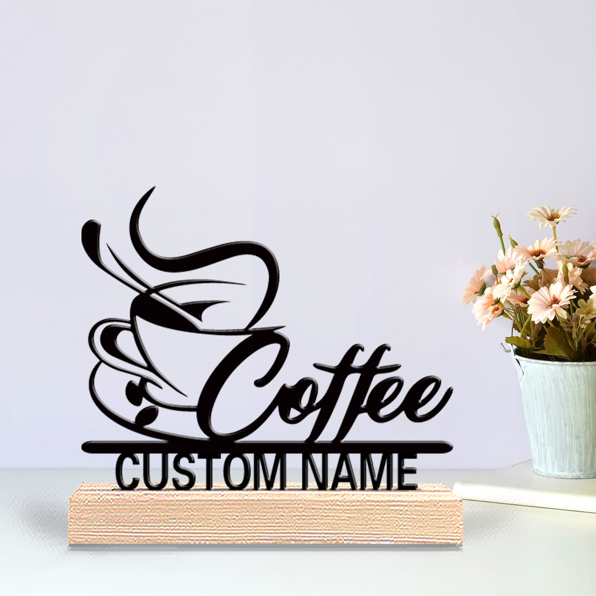 1個入り モダンなコーヒー柄 カスタムネーム入りブリキ像 金 - Art Craft Names のレビューと価格