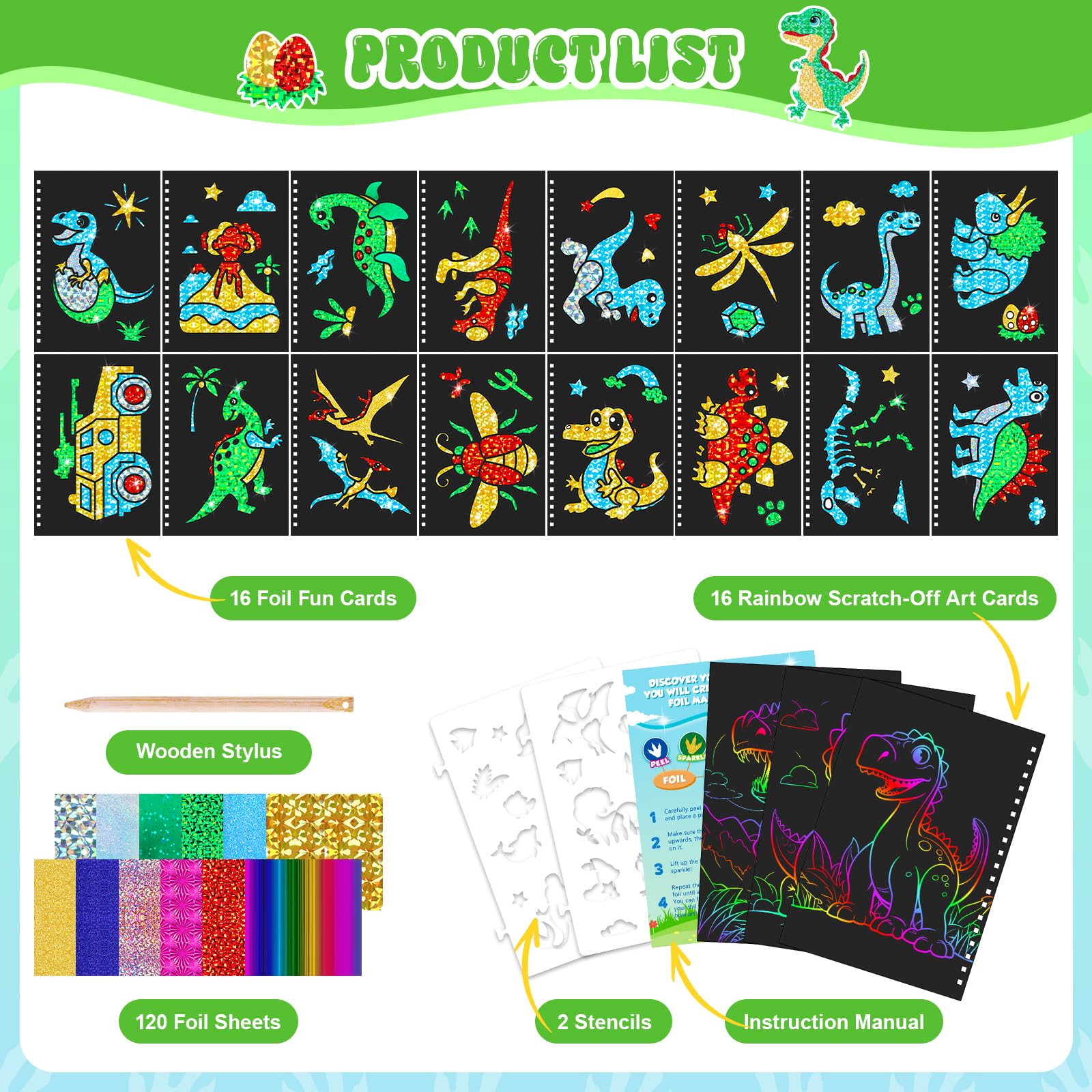 恐竜スクラッチアートブック 子供用 ホイルとスクラッチアート - Dinosaur And Craft のレビューと価格