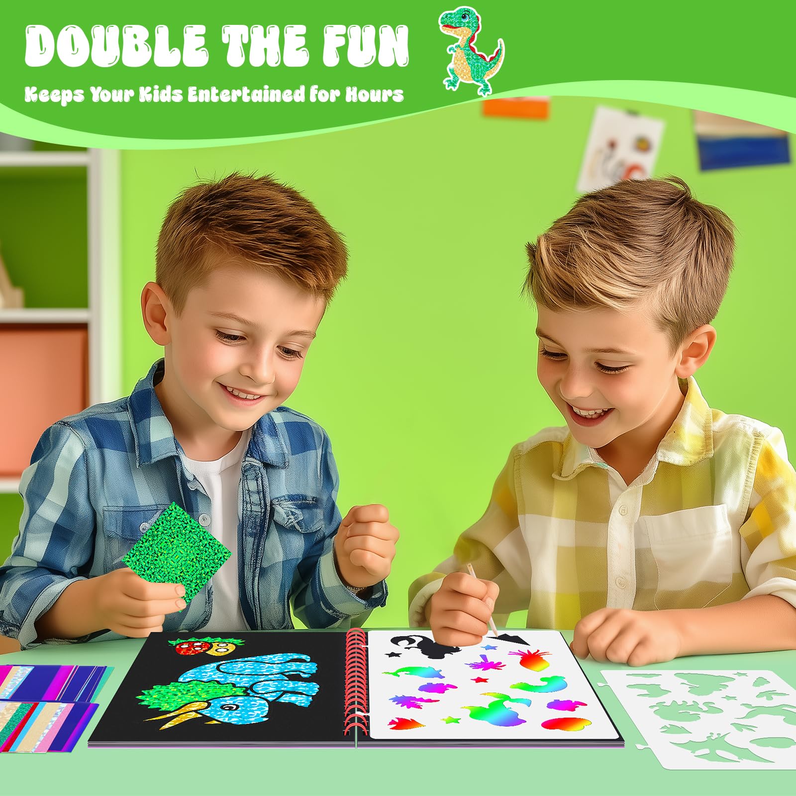 恐竜スクラッチアートブック 子供用 ホイルとスクラッチアート - Dinosaur And Craft のレビューと価格