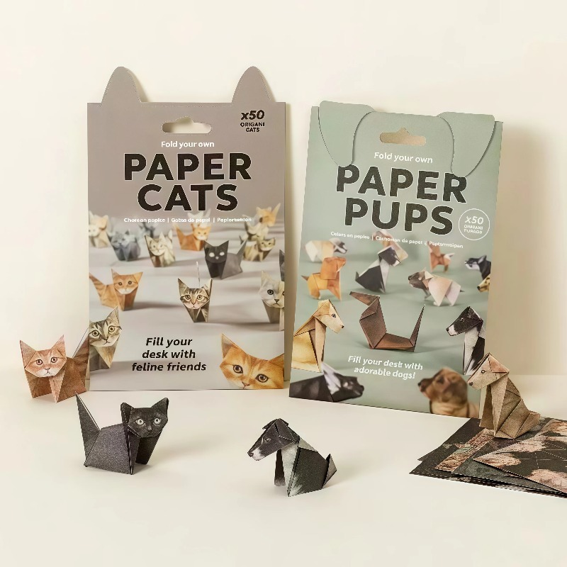 50枚入りDIY折り紙キット 猫 犬 恐竜 3D動物クラフト - Dinosaur And Craft のレビューと価格