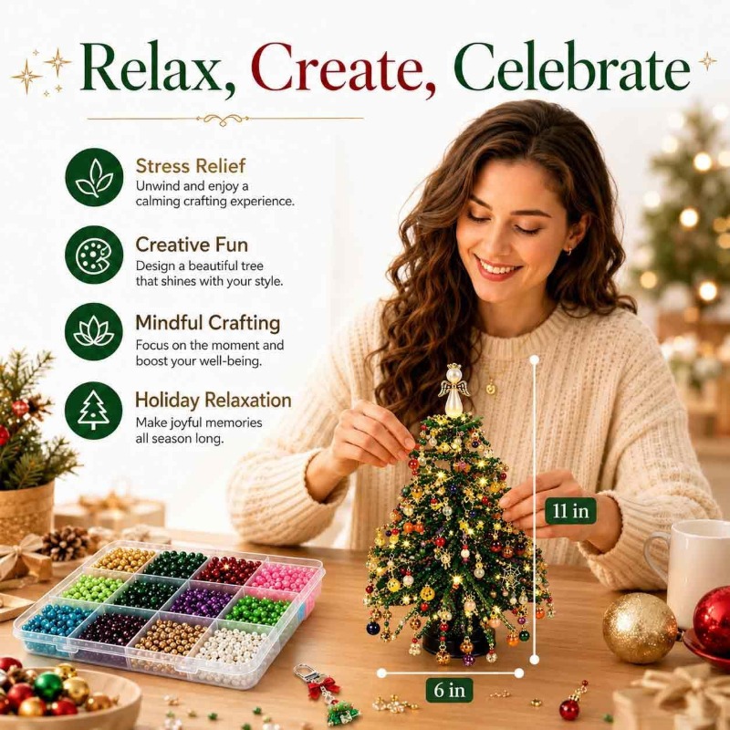 ビーズクリスマスツリークラフトキット オールインワンホリデー - Art And Craft For Xmas のレビューと価格