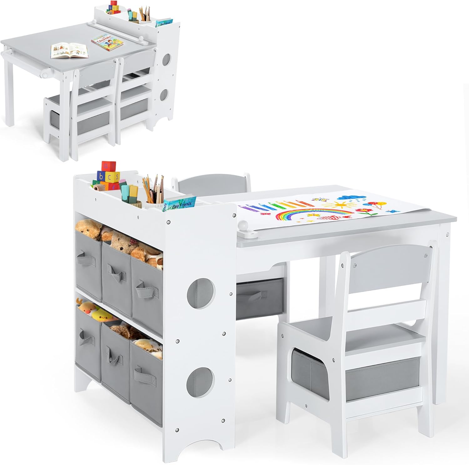 キッズアートテーブル＆チェアセット、木製幼児用アクティビティ - Art And Craft For Nursery のレビューと価格