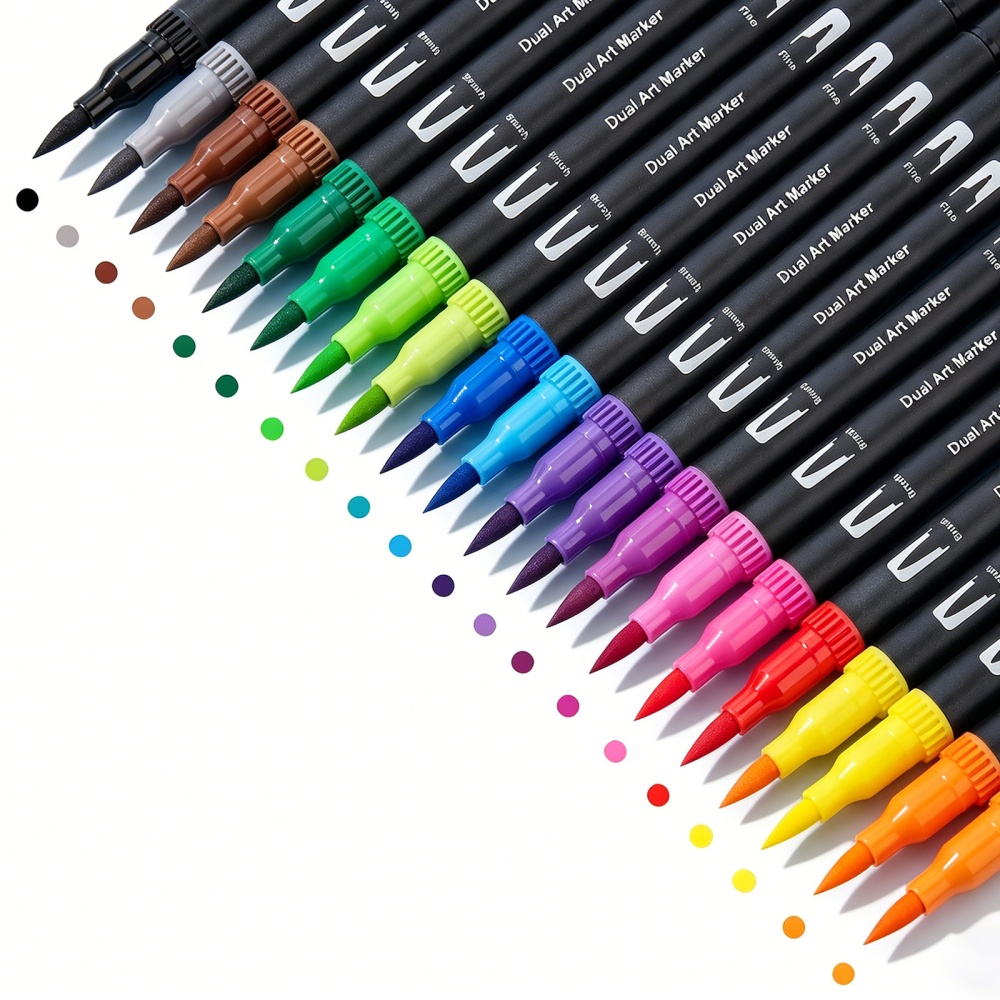 1セット水性デュアルチップカラーペン、ブラシ＆細字マーカー、 - Art Craft Journals のレビューと価格