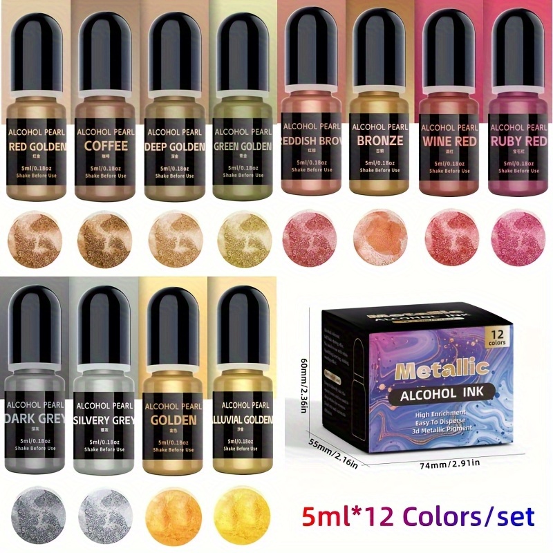 12メタリックカラー3Dレンダリングセット（5ml*12色/ - Alcohol Ink Set のレビューと価格