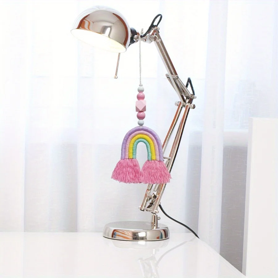 ピンクレインボー風鈴織りミニチュアぶら下げ装飾ホームアート装 - Art And Craft For Nursery のレビューと価格