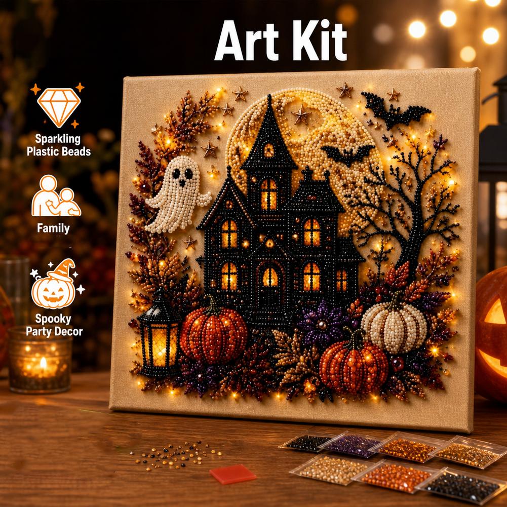 ハロウィンゴースト＆パンプキン3DパールアートDIYキット（ - Art Craft For Adults のレビューと価格