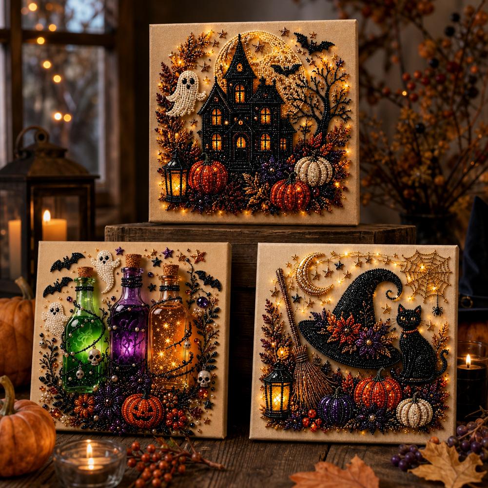 ハロウィンゴースト＆パンプキン3DパールアートDIYキット（ - Art Craft For Adults のレビューと価格