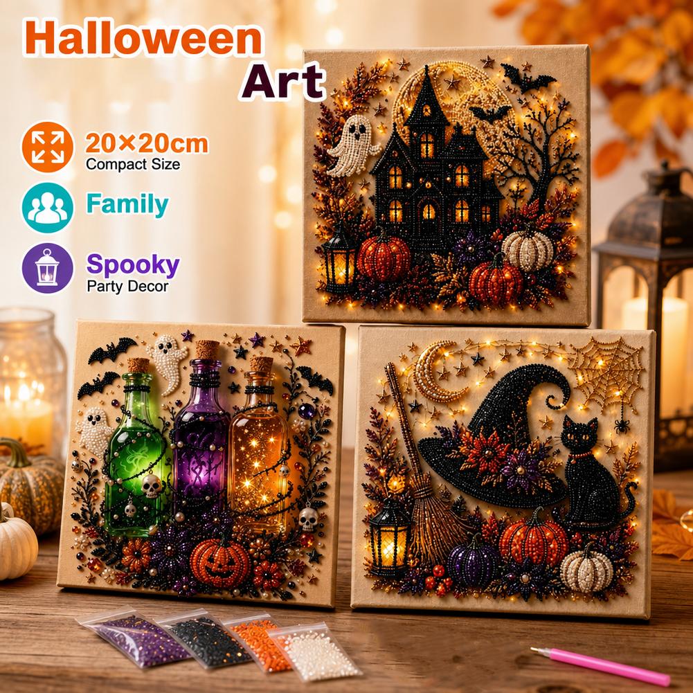 ハロウィンゴースト＆パンプキン3DパールアートDIYキット（ - Art Craft For Adults のレビューと価格