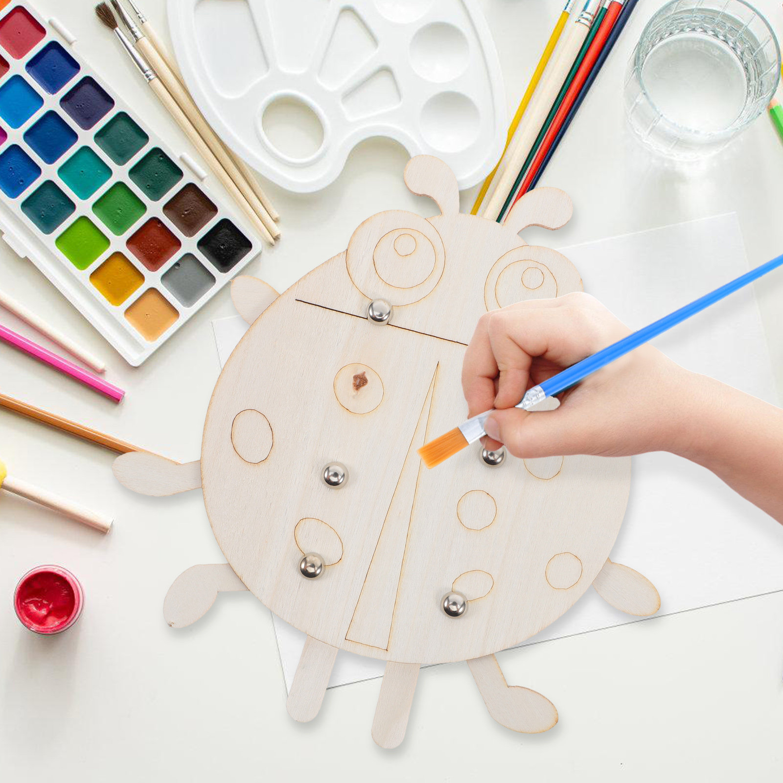木製のてんとう虫の型抜き6個入り。DIYアートオーナメントや - Art And Craft For Nursery のレビューと価格