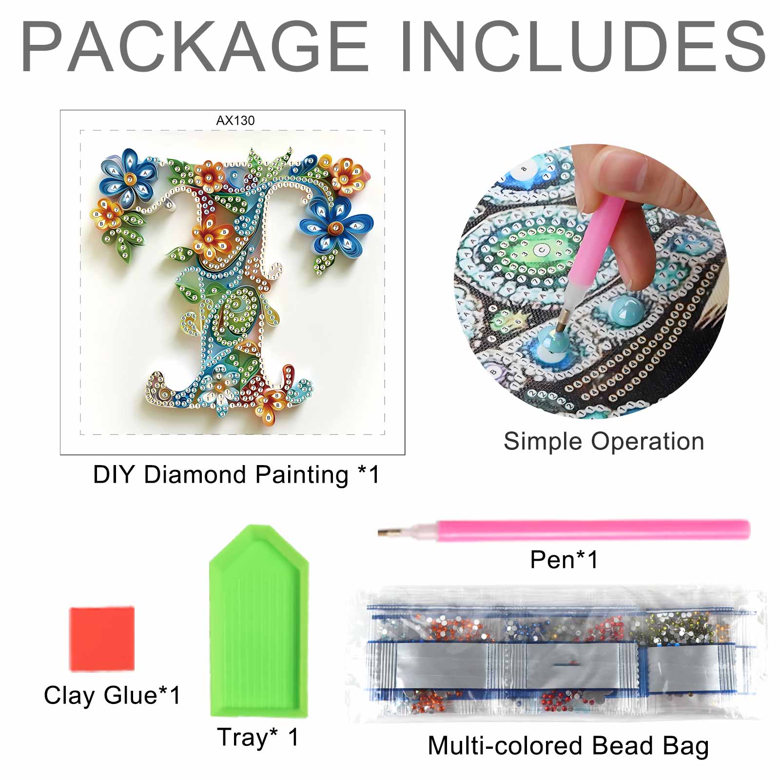 特殊な形のダイヤモンドアートペインティングキット、「T」の文 - Art Craft Letter T のレビューと価格
