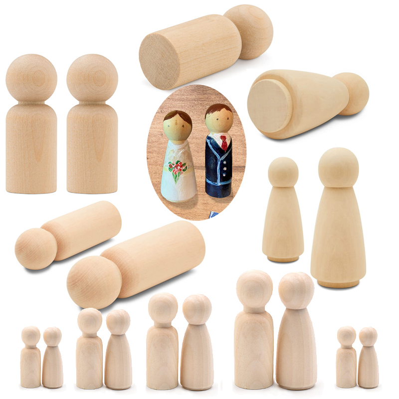 5個入り未完成木製ペグドールボディー 女性男性木製ペグドール - Art And Craft For Nursery のレビューと価格