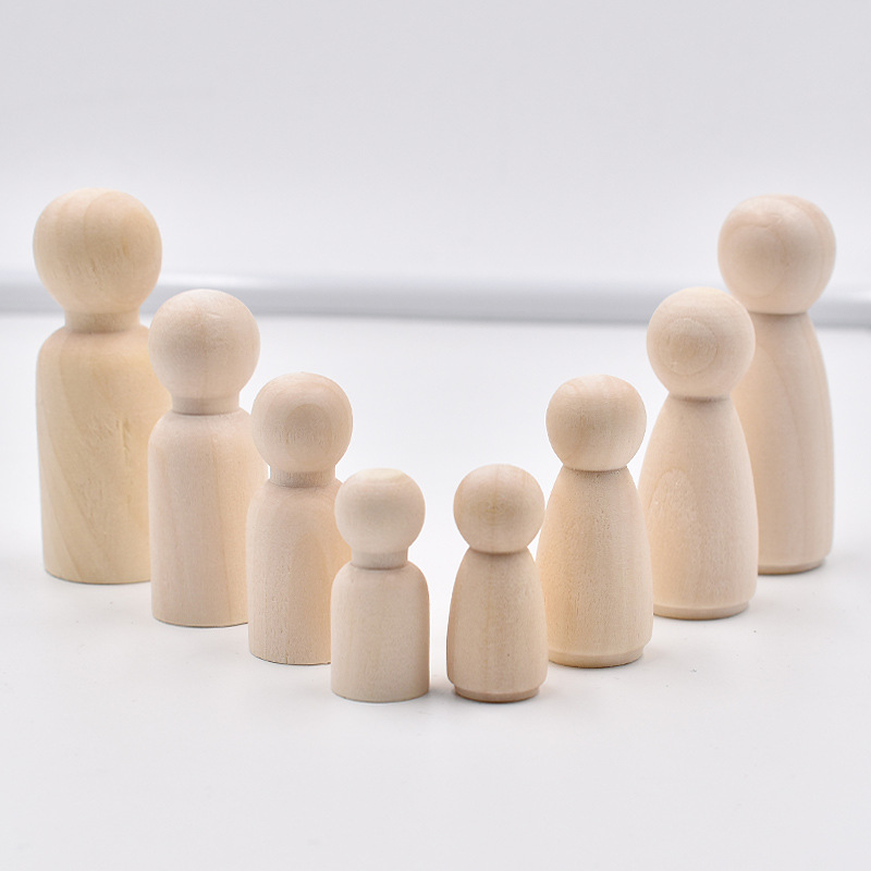 5個入り未完成木製ペグドールボディー 女性男性木製ペグドール - Art And Craft For Nursery のレビューと価格