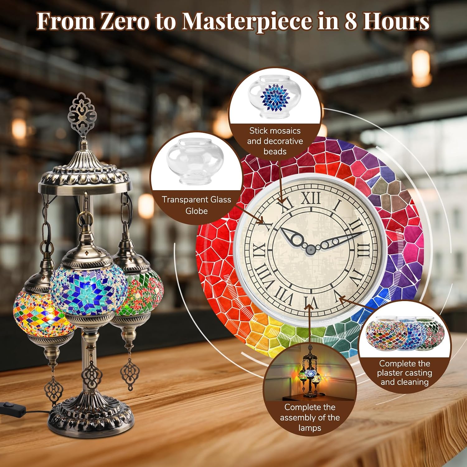 DIY 3グローブトルコモザイクランプキット、高さ23インチ - Art Craft For Adults のレビューと価格