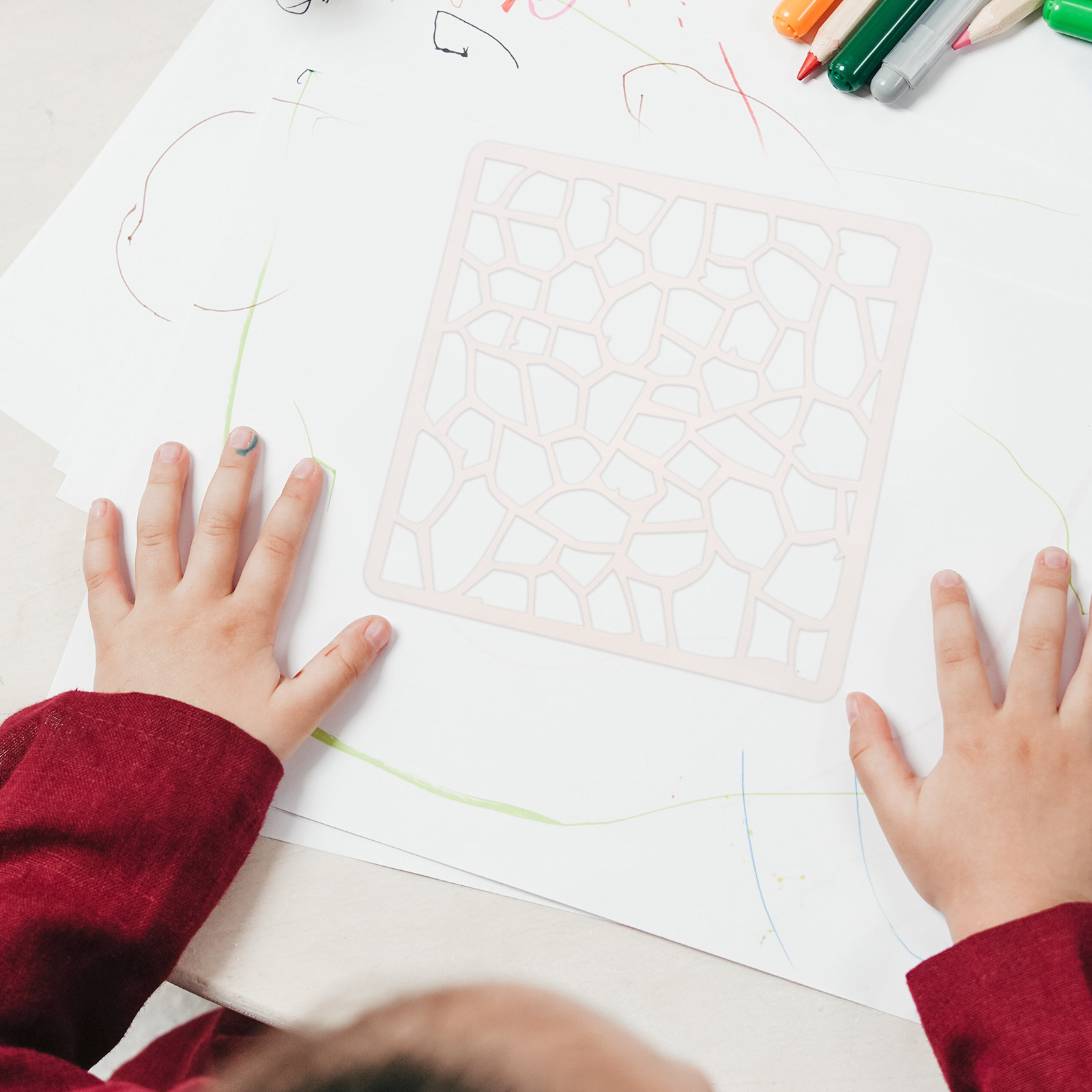 幾何学模様のステンシル。繰り返し使用可能。ペットの形をしたユ - Art Craft Journals のレビューと価格