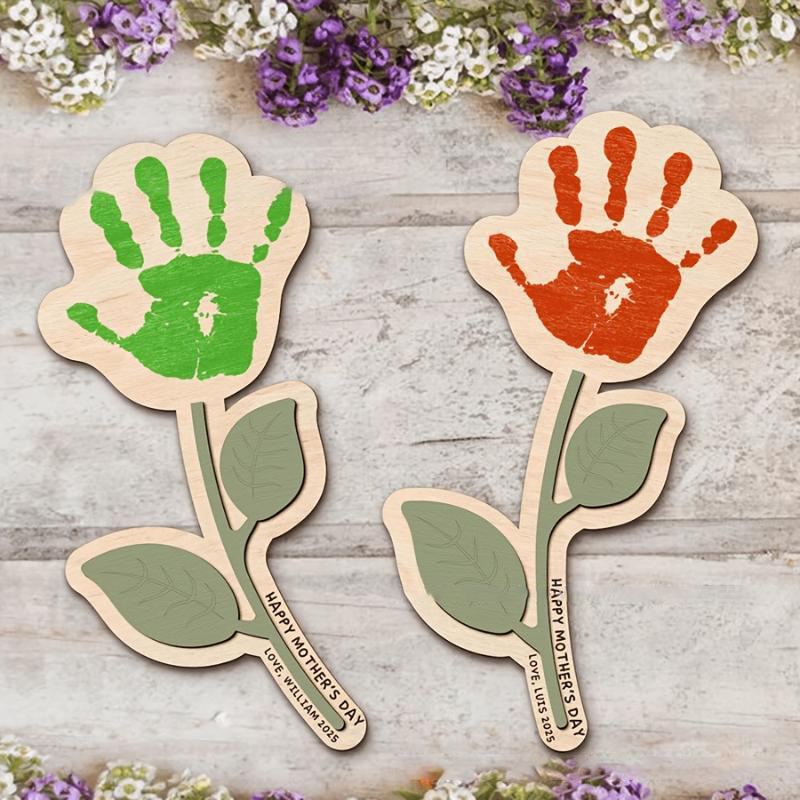 空白の手形木製フラワープラークDIYペイント未完成木製サイン - Art And Craft For Nursery のレビューと価格