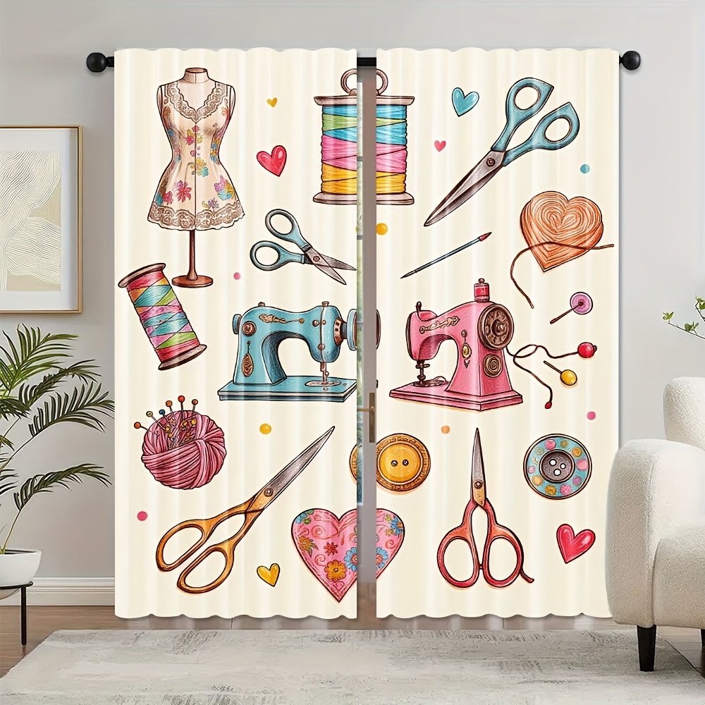 裁縫工房の装飾、カーテン生地、裁縫機、ハサミ、糸、模様、子供 - Art And Craft For Nursery のレビューと価格