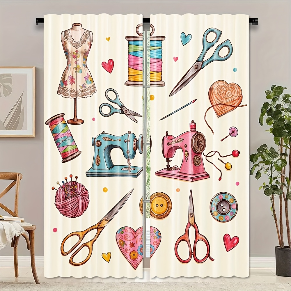 裁縫工房の装飾、カーテン生地、裁縫機、ハサミ、糸、模様、子供 - Art And Craft For Nursery のレビューと価格