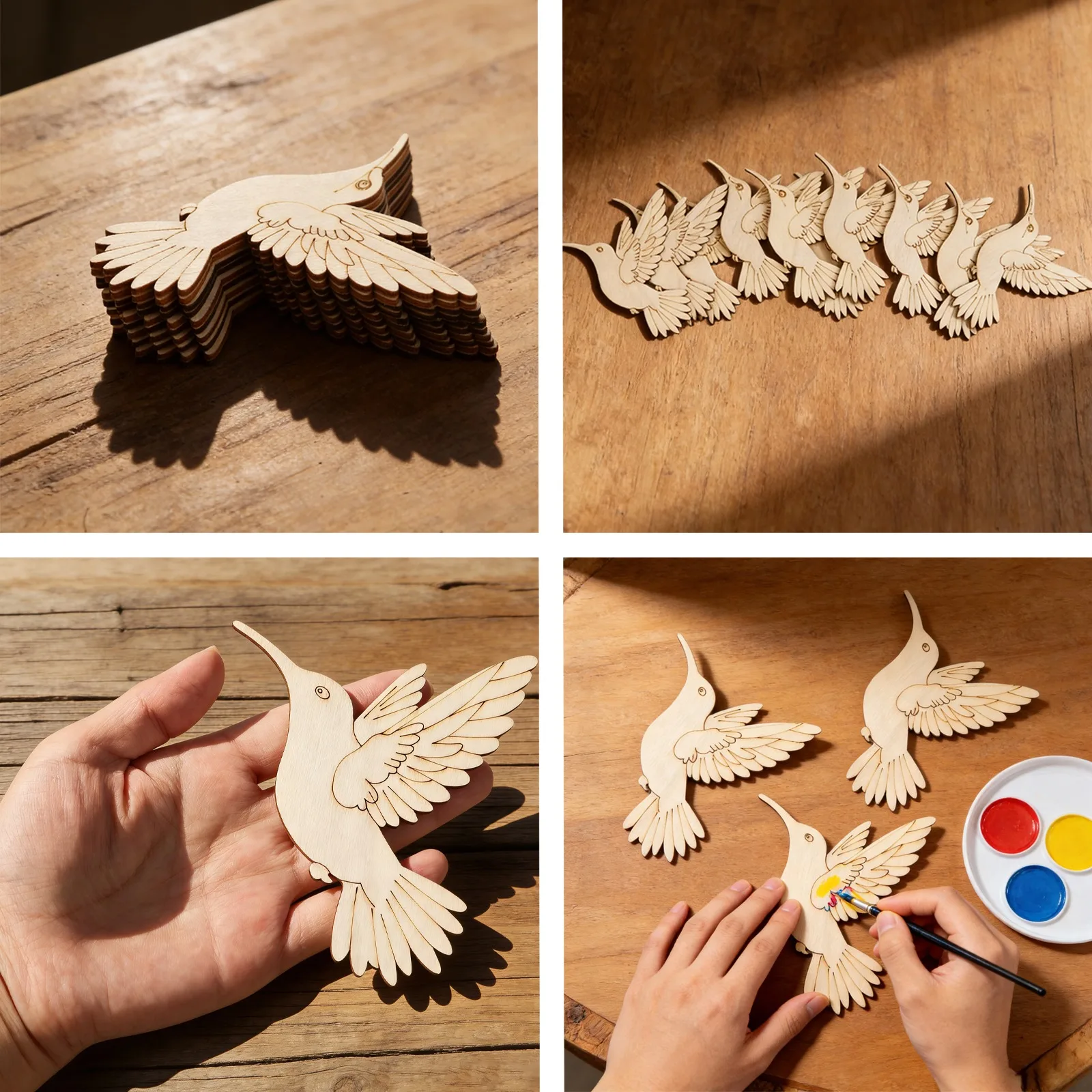 10個入り未完成木製動物鳥の切り抜き、木製吊り下げ飾り用木製 - Art Craft Wood のレビューと価格