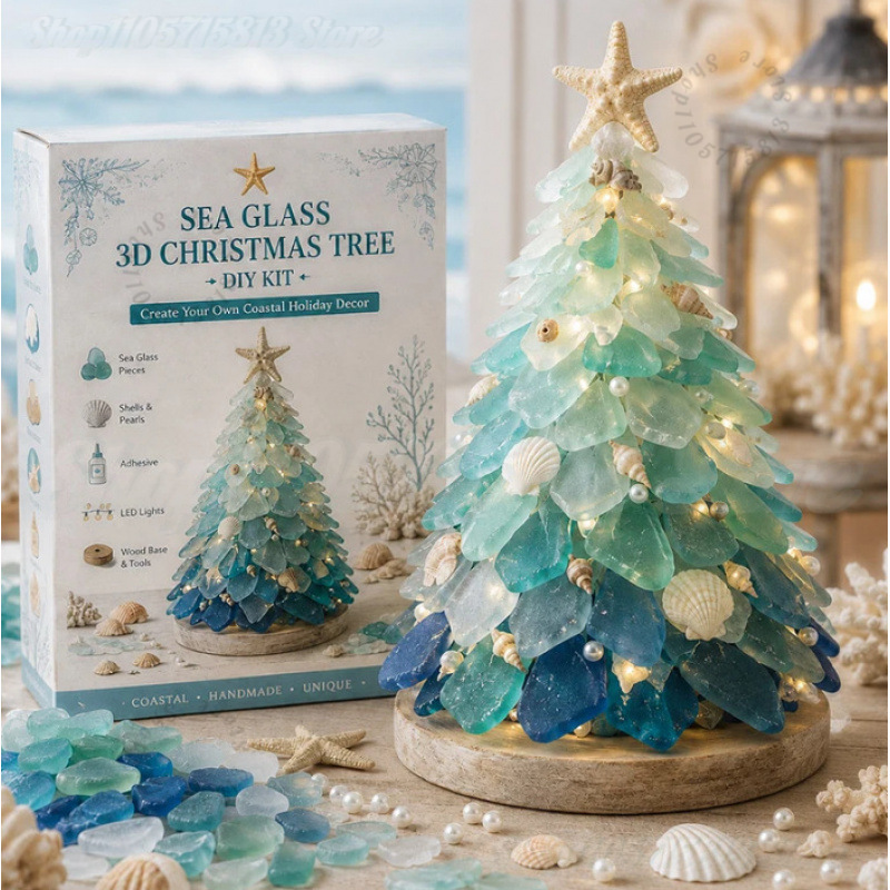 LEDライト付きのクリスマスDIYシーグラスクラフトキット。 - Art Craft Holiday のレビューと価格