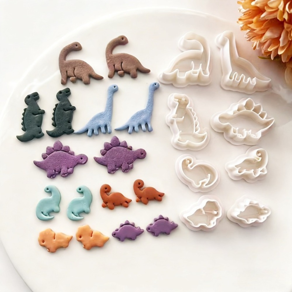 8個入りのかわいい恐竜粘土カッターセット 恐竜型のポリマーク - Dinosaur And Craft のレビューと価格