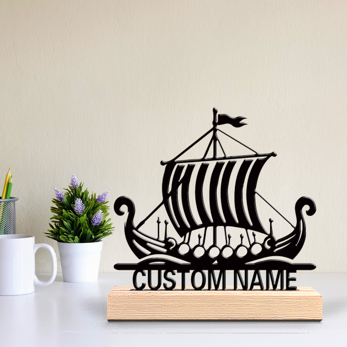 1個入り クリエイティブな帆船型の金属製置物 名入れ可能 木 - Art Craft Names のレビューと価格