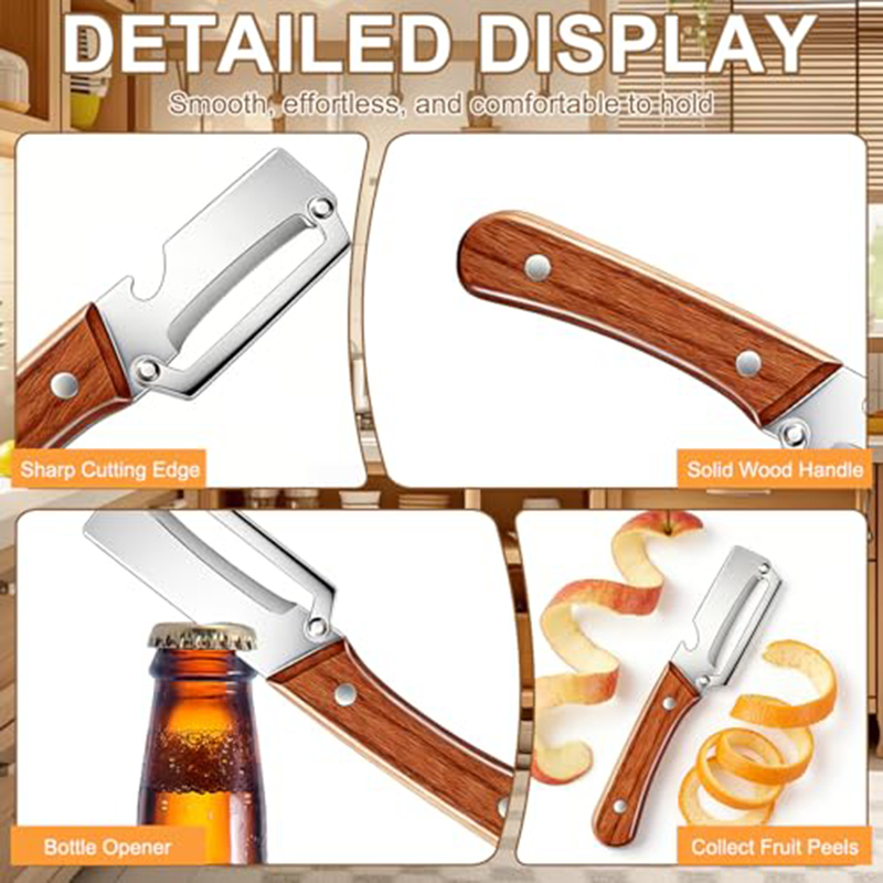 ステンレス製キッチンピーラー 木製ハンドル付き野菜ピーラー  - Art Craft Wood のレビューと価格