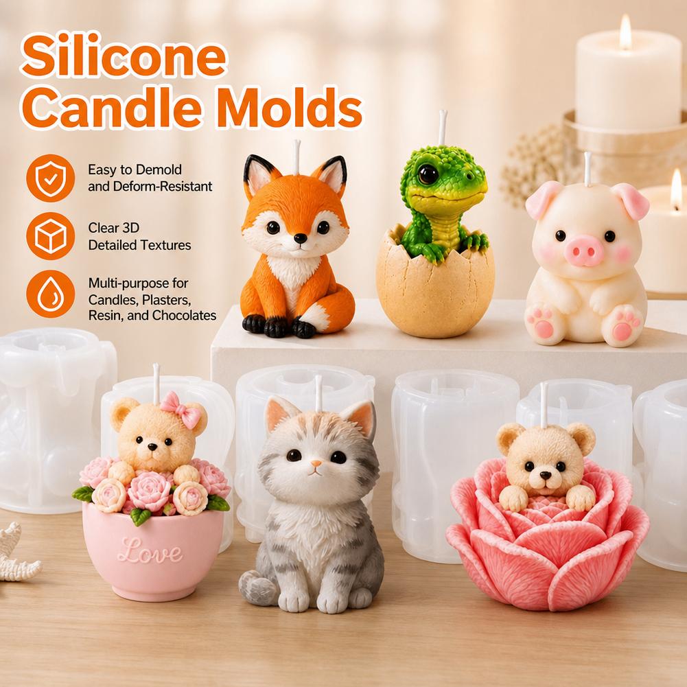 1個入りのかわいい動物シリコンキャンドルモールド 3D漫画の - Dinosaur And Craft のレビューと価格
