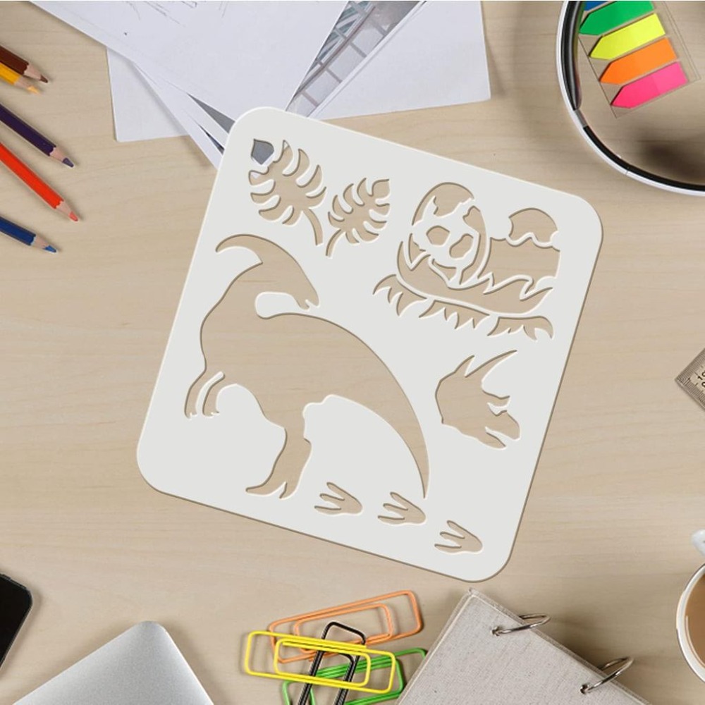 12枚入り 恐竜ステンシル 7.9x7.9インチ 恐竜の森ス - Dinosaur And Craft のレビューと価格