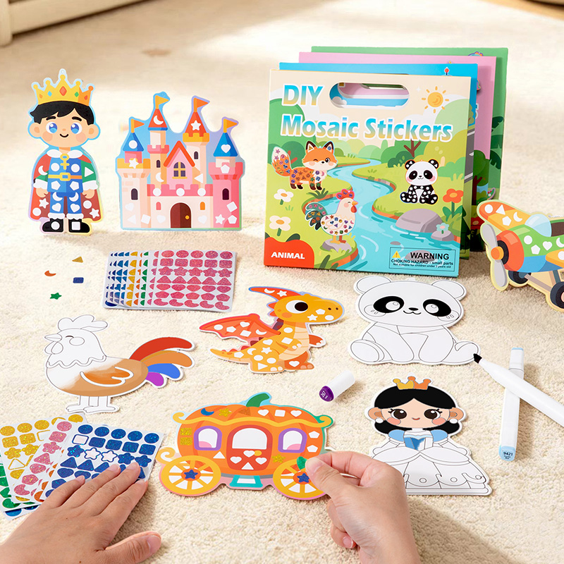 2-in-1 DIYモザイクステッカー＆塗り絵クラフトキット - Dinosaur And Craft のレビューと価格